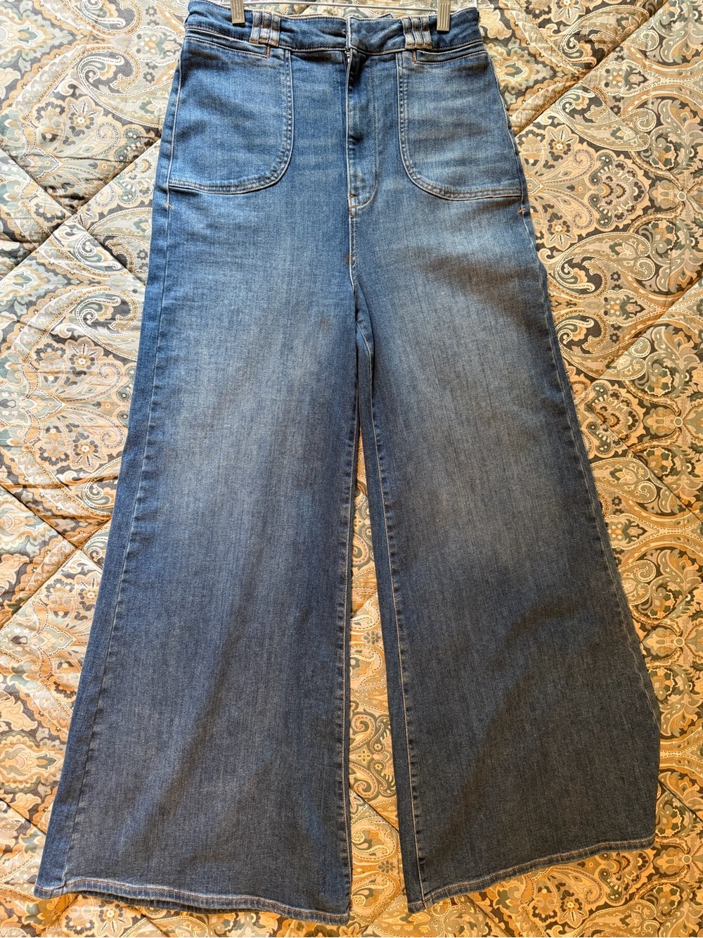 Pilcro Wide-Leg High-Rise Jeans — Blue
